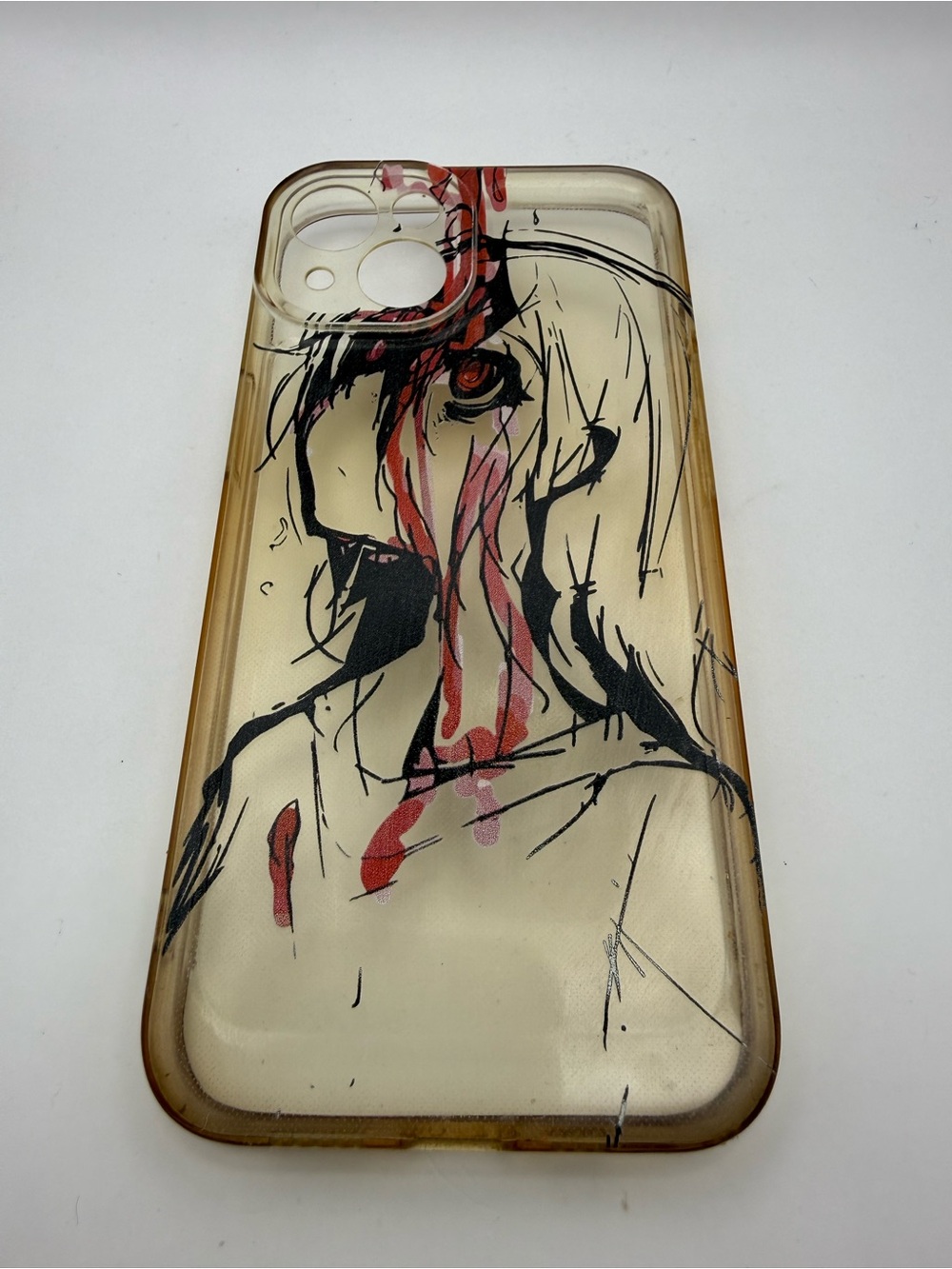 iPhone 13 Phone Clear TPU Case Blood Sacrifice Anime Girl Graphics
